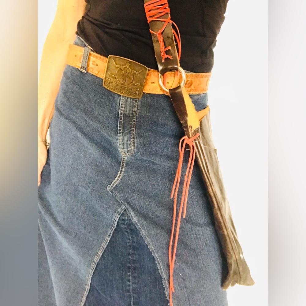 Vintage Denver Hayes handmade Maxi Denim Skirt Size 34”